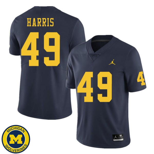 Men Michigan Wolverines #49 Keshaun Harris Navy Stitched Football Jersey